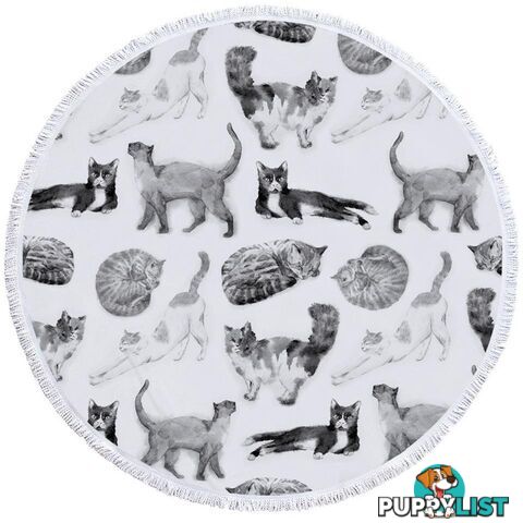 Black and White Cats Beach Towel - Towel - 7427046307369