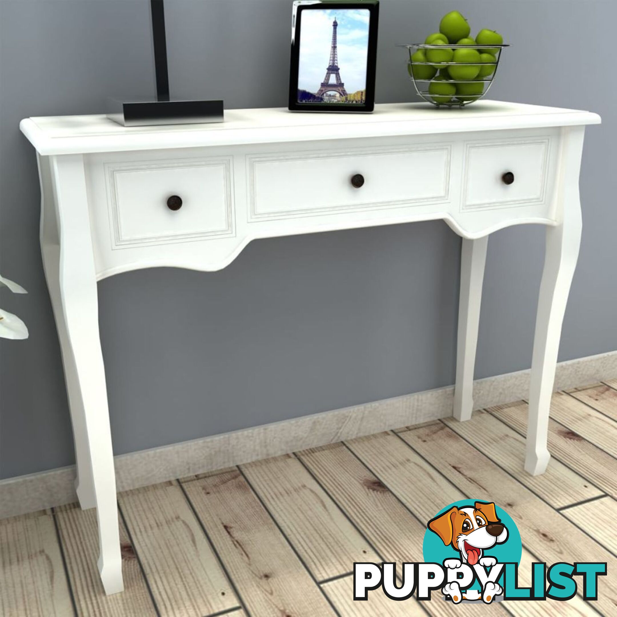 Dressing Console Table with Three Drawers - White - Unbranded - 4326500431493