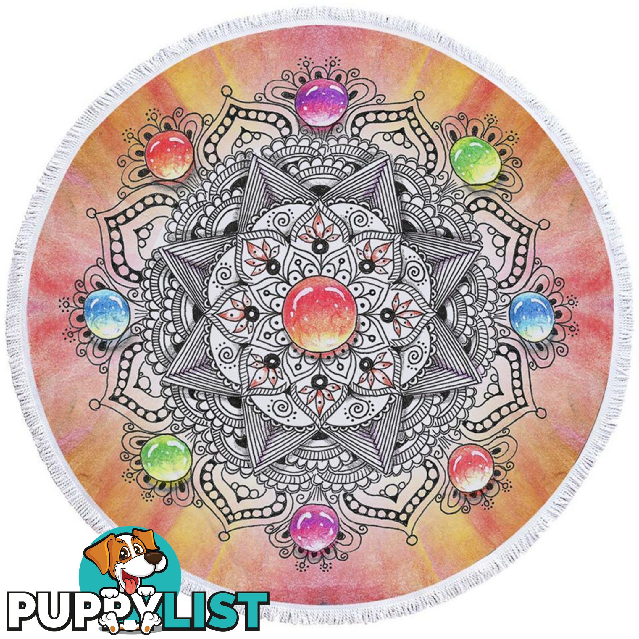 Colorful Pastel Mandala Beach Towel - Towel - 7427046314114