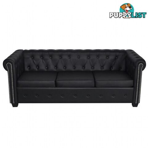 Chesterfield 3-Seater Artificial Leather - Black - Chesterfield - 8718475947950