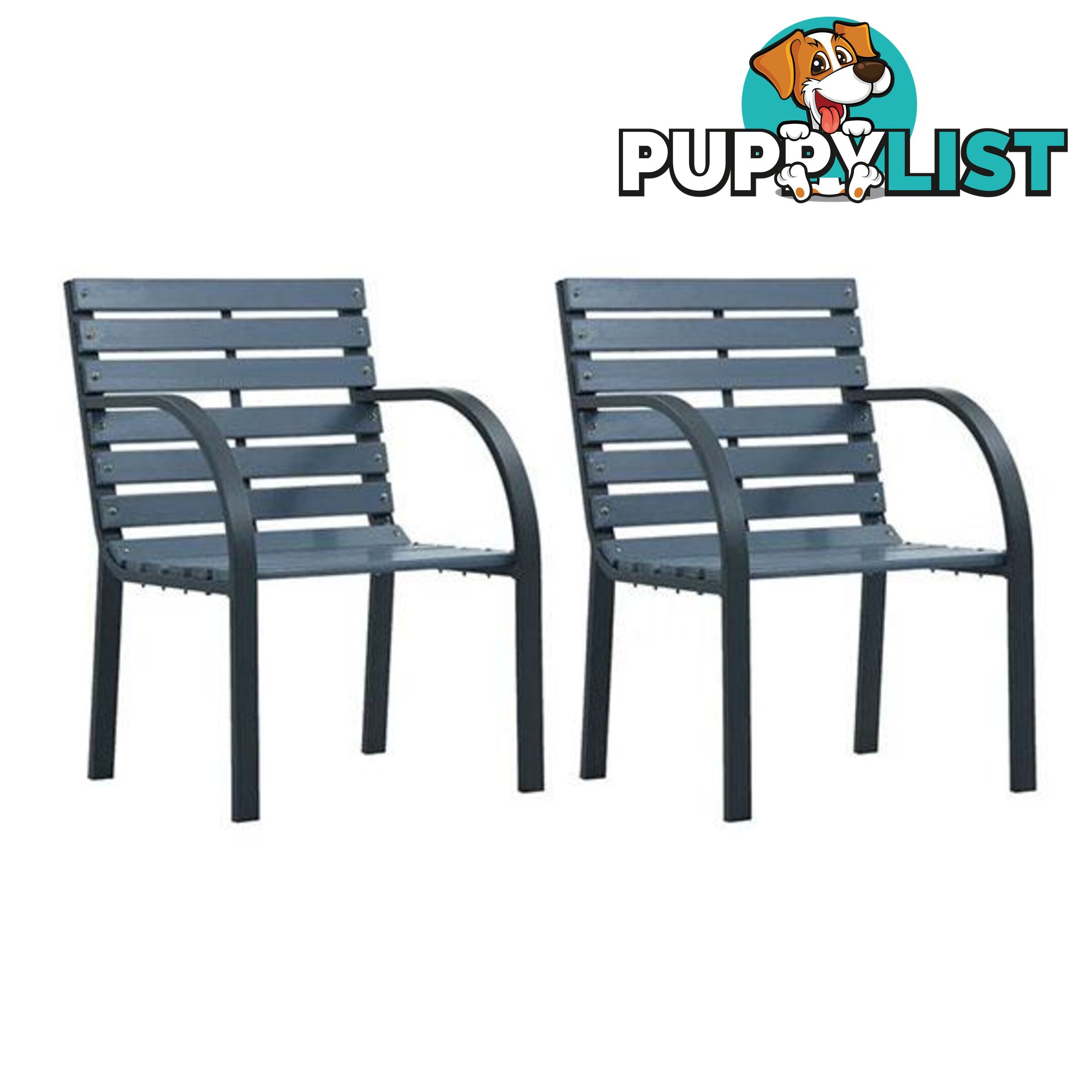 Garden Chairs Grey Wood 2 Pcs - Unbranded - 8719883745930