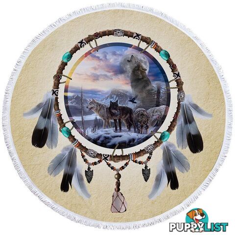 Dream Catcher Wolf Pack Beach Towel - Towel - 7427046313513