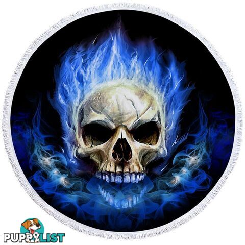 Blue Flames Skull Beach Towel - Towel - 7427046312455