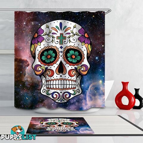 Space Sugar Skull Shower Curtain - Curtain - 7427045926387