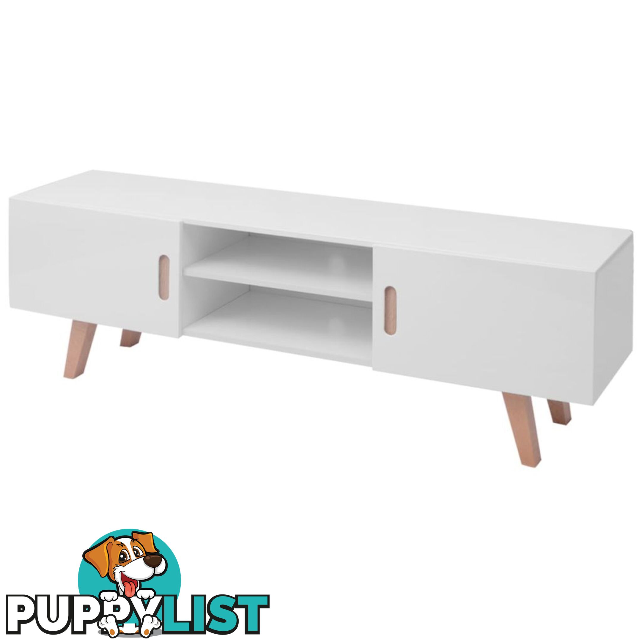 TV Stand MDF 150 x 46.5 x 48.5 Cm - High Gloss White - Unbranded - 8718475972488