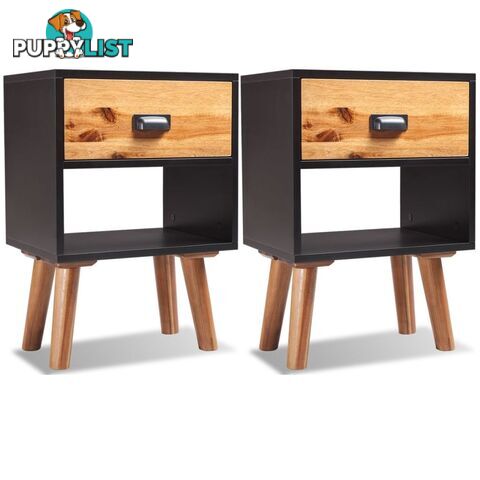 Solid Acacia Wood Bedside Cabinets (2 pcs.) - Unbranded - 4326500436382