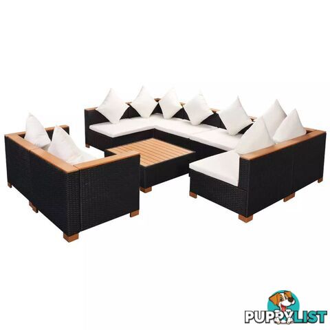 Garden Sofa Rattan Poly Wood Top Set (27 Pcs) - Black - Unbranded - 4326500418524