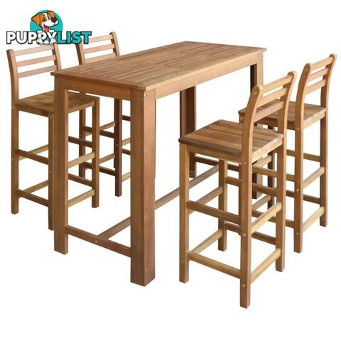 5 Pieces Solid Acacia Wood Bar Table and Stool Set - Unbranded - 9476062104733