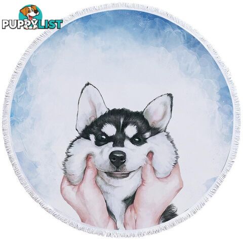 Funny and Cute Husky Beach Towel - Towel - 7427046328517