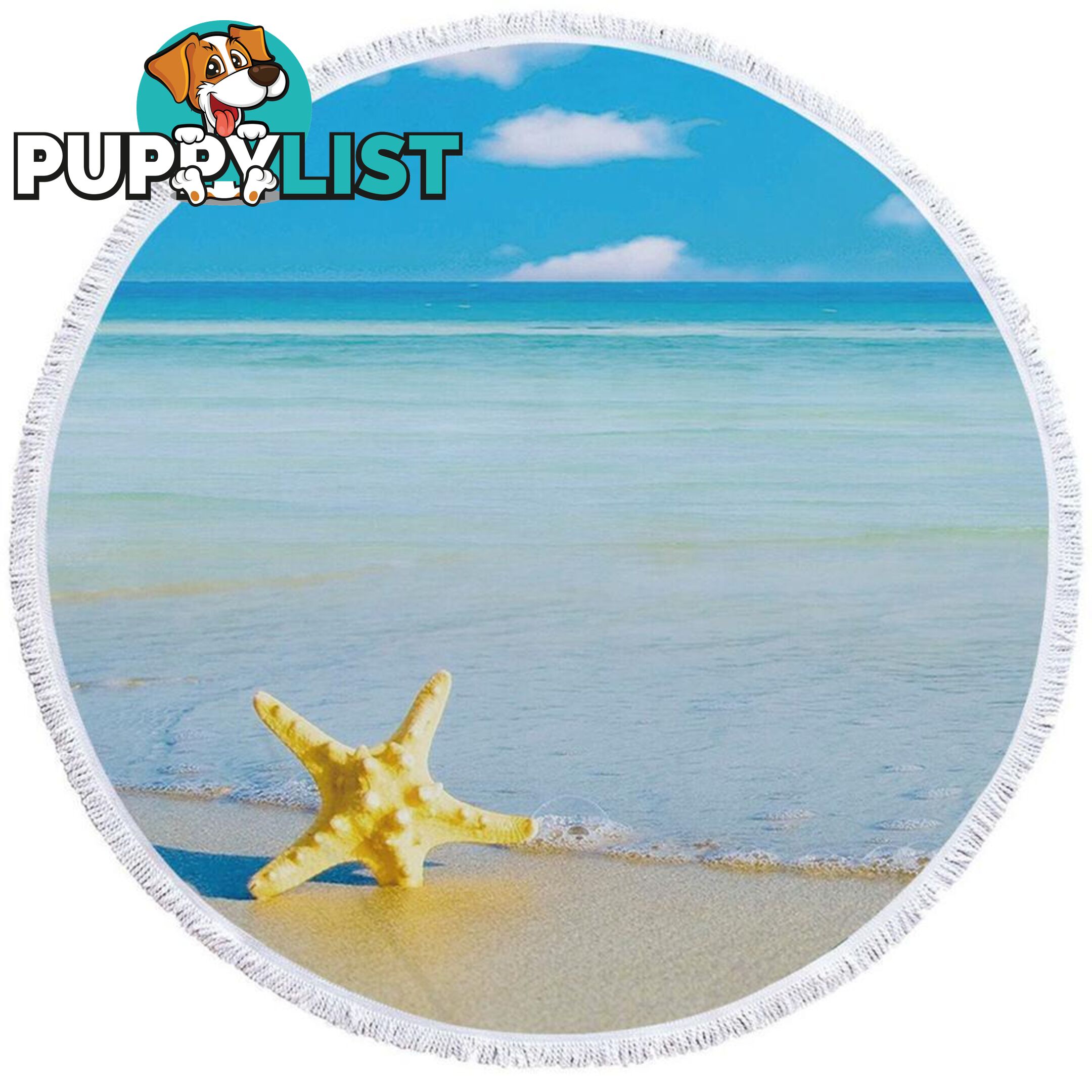 Yellow Starfish and Blue Ocean Beach Towel - Towel - 7427046327060