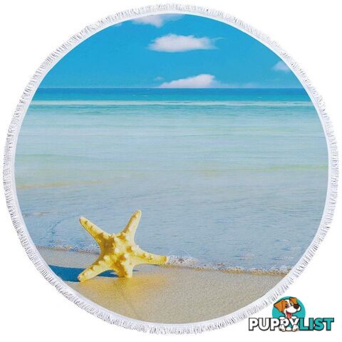 Yellow Starfish and Blue Ocean Beach Towel - Towel - 7427046327060