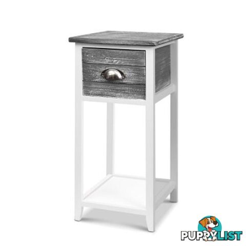 Bedside Table Nightstand Drawer Storage Cabinet Side Shelf Unit Grey - Artiss - 7427046193665