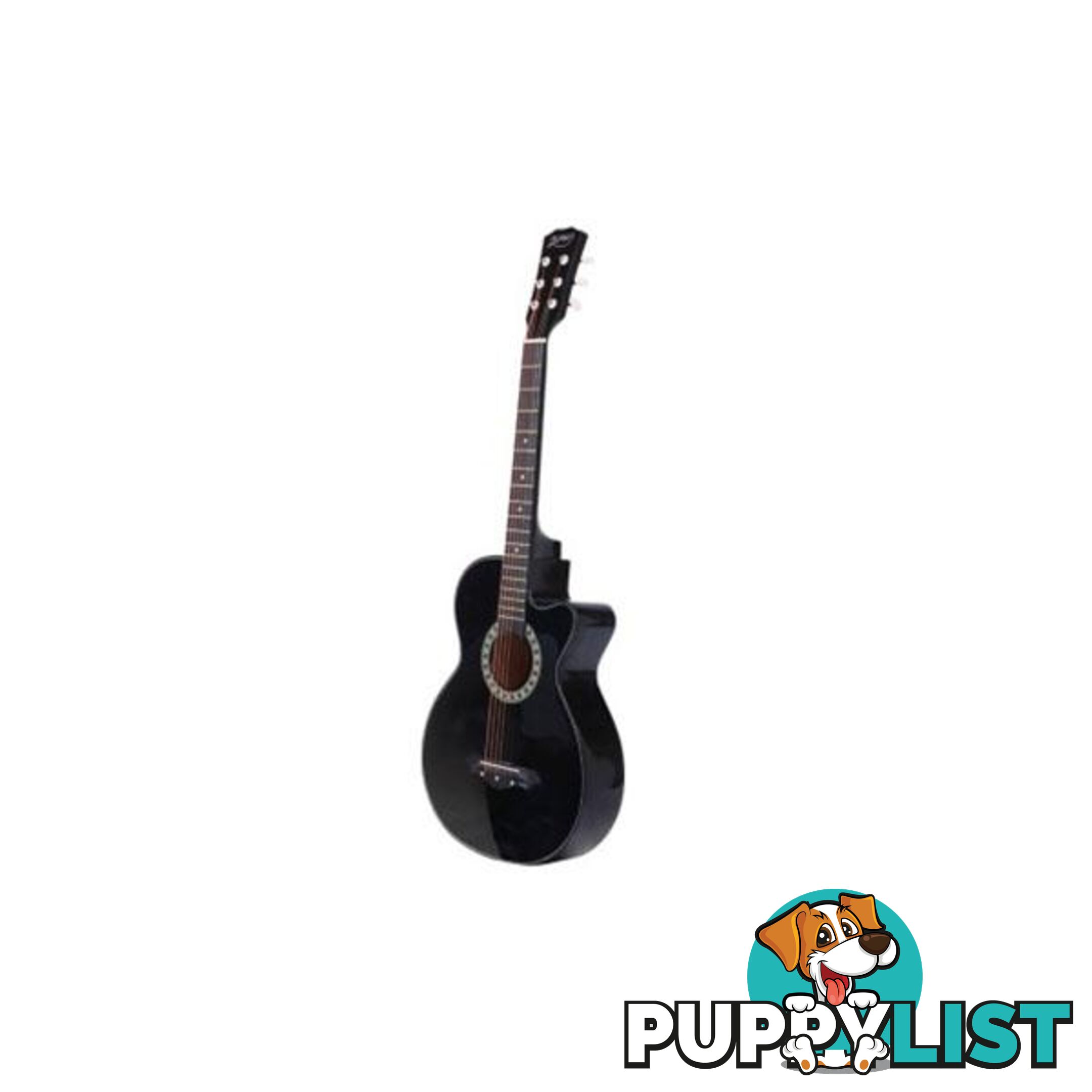 38 Inch Wooden Acoustic Guitar Black - Alpha - 7427005893179