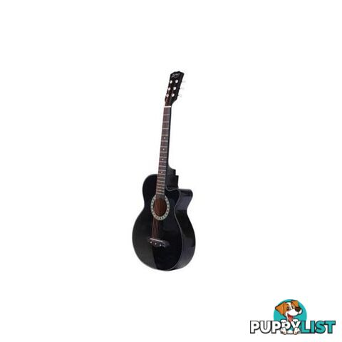 38 Inch Wooden Acoustic Guitar Black - Alpha - 7427005893179