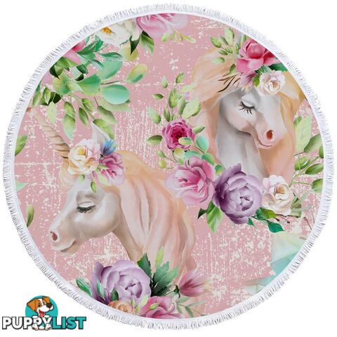 Floral Unicorns Beach Towel - Towel - 7427046308618