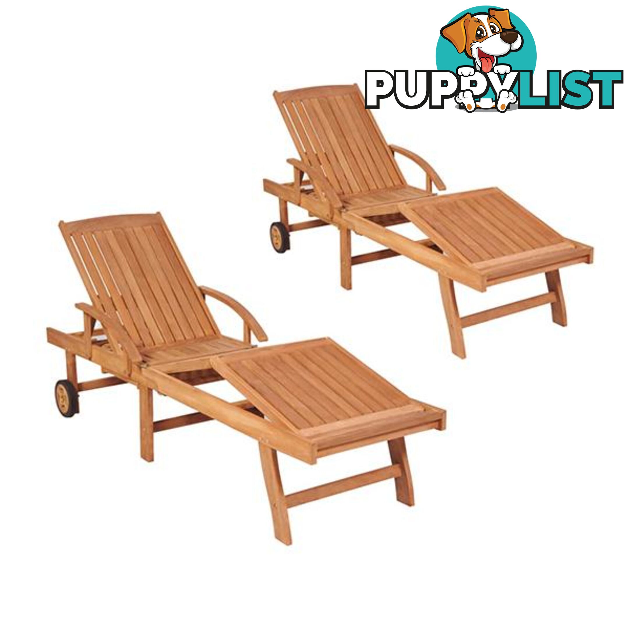 Sun Loungers 2 Pcs Solid Teak Wood - Sunlounger - 787976576035