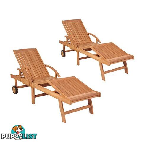 Sun Loungers 2 Pcs Solid Teak Wood - Sunlounger - 787976576035