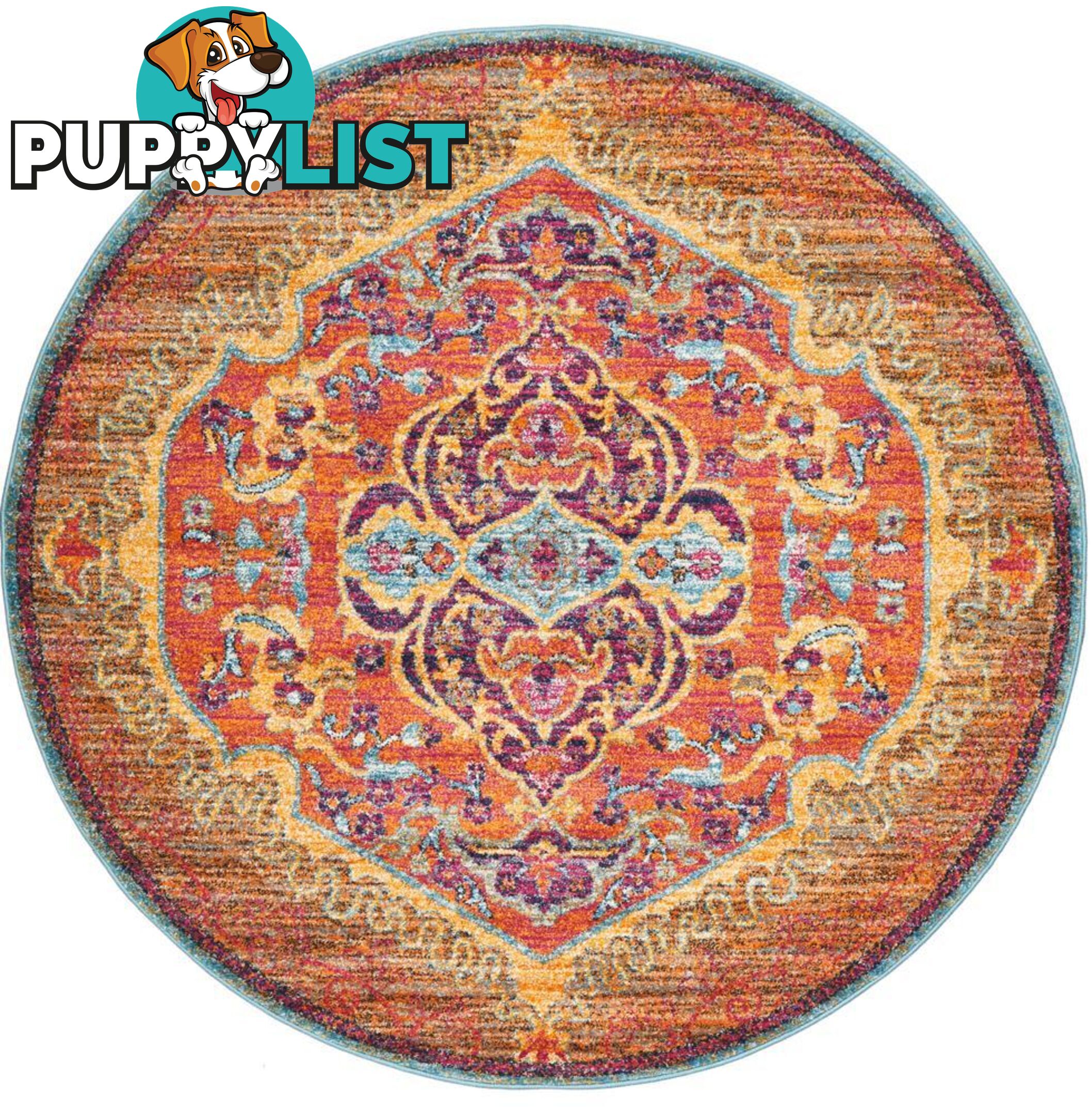 Radiance Tangerine Round Rug - Unbranded - 9375321886581