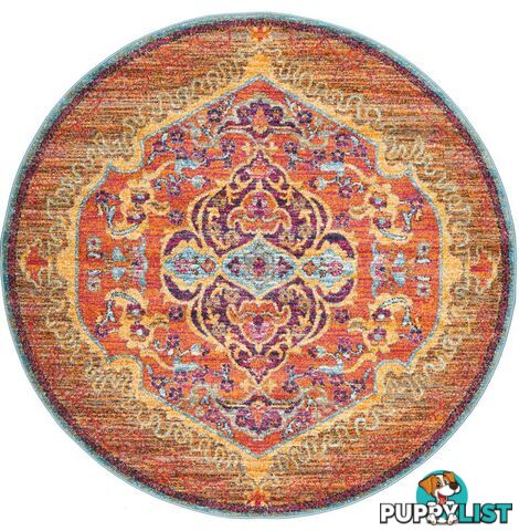 Radiance Tangerine Round Rug - Unbranded - 9375321886581