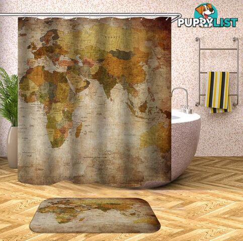 Vintage Africa Europe Australia Map Shower Curtain - Curtain - 7427046007207