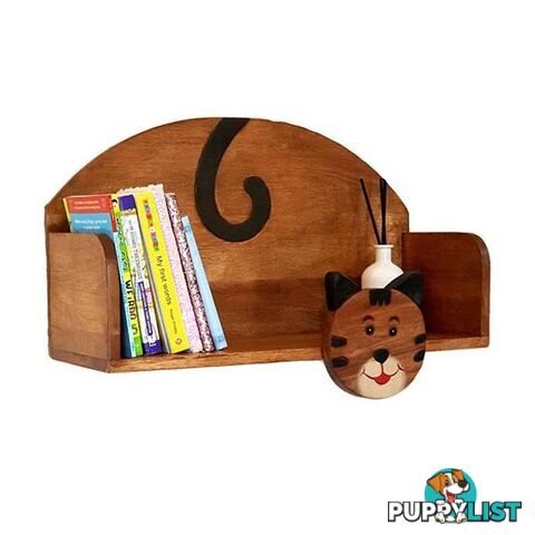 Wooden Wall Mounted Book Shelf Cat - Mango Trees - 9476062140625