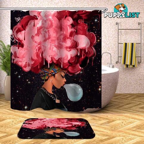 Pinkish Afro Beautiful Girl Shower Curtain - Curtain - 7427046095426