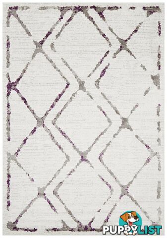 Kendall Contemporary Diamond White Purple Grey Rug - Unbranded - 9375321849289