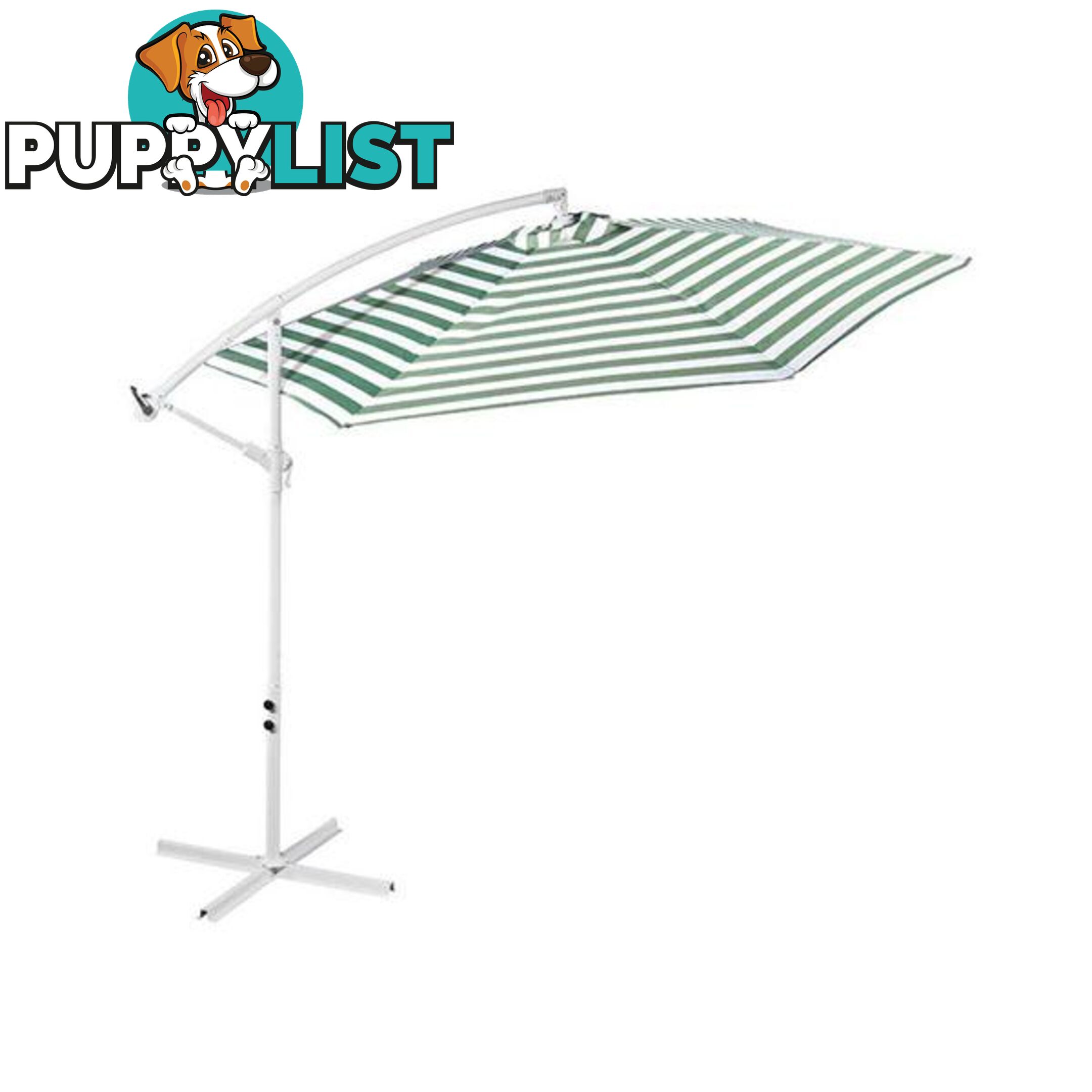 Striped Outdoor Umbrella For Garden Patio Green And White Stripe - Milano - 7427046399593