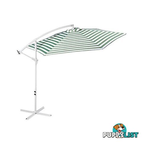 Striped Outdoor Umbrella For Garden Patio Green And White Stripe - Milano - 7427046399593