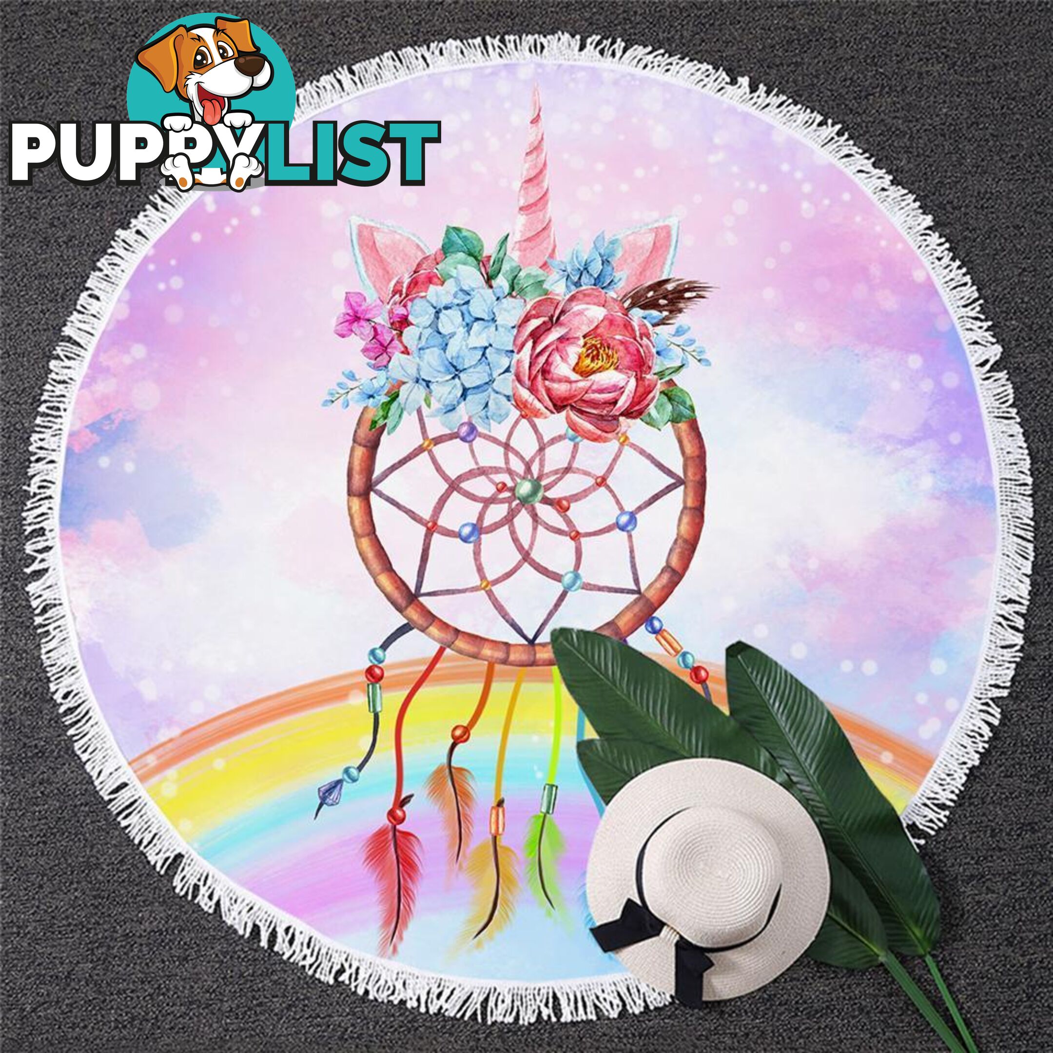 Unicorn Dream Catcher Beach Towel - Towel - 7427046332774