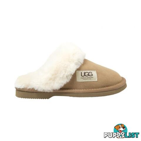 UGG Merino Sheepskin Fur Trim Scuff Memory Foam Chestnut - UGG - 822427524095