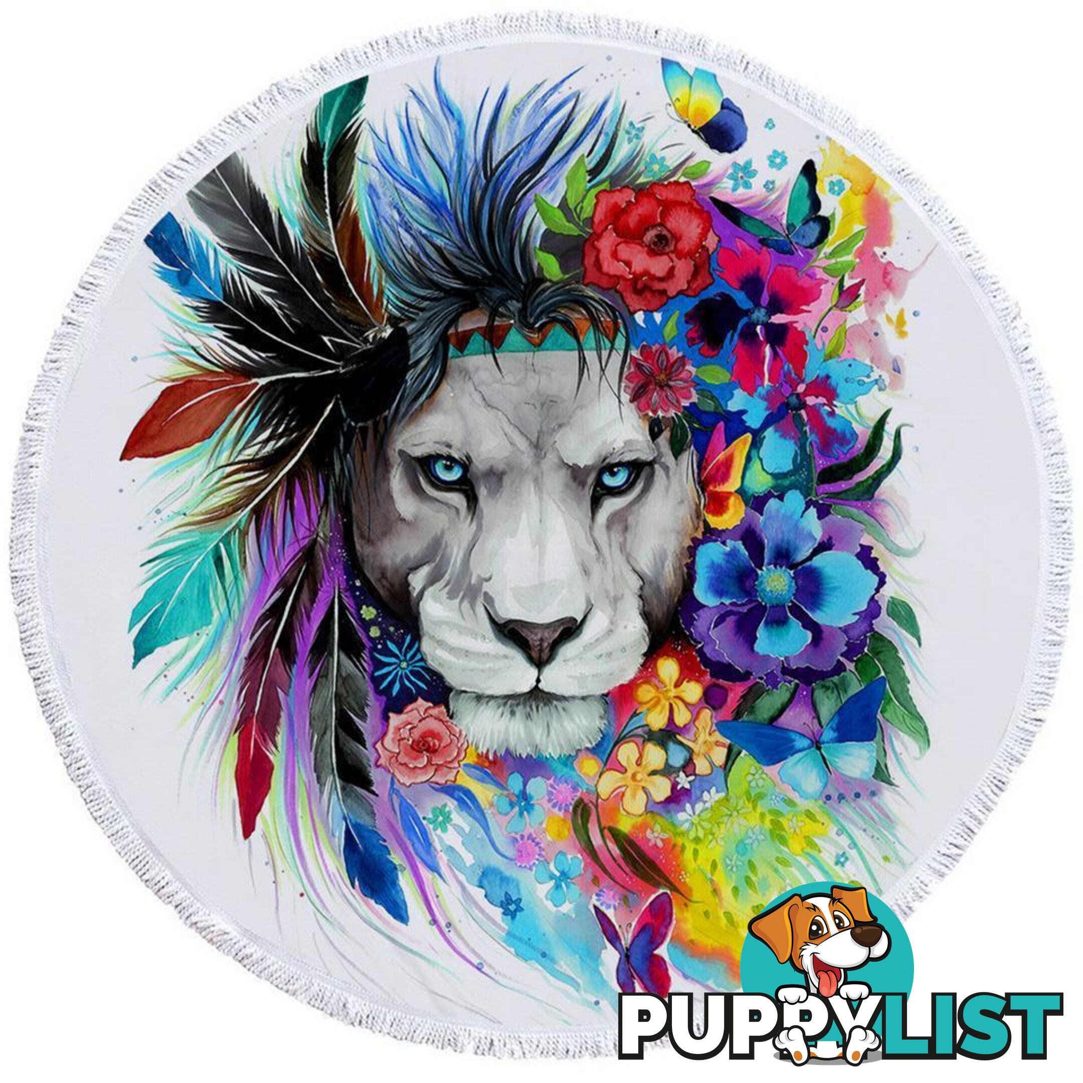 Floral Lion Beach Towel - Towel - 7427046330411