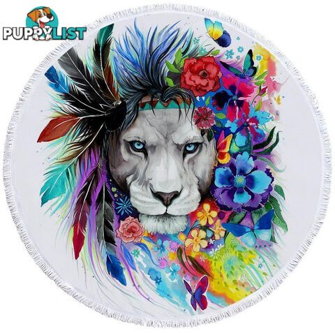 Floral Lion Beach Towel - Towel - 7427046330411