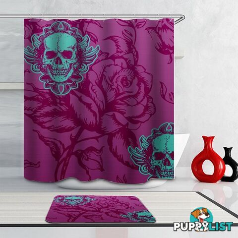 Purple Rose And Skulls Shower Curtain - Curtain - 7427046040532