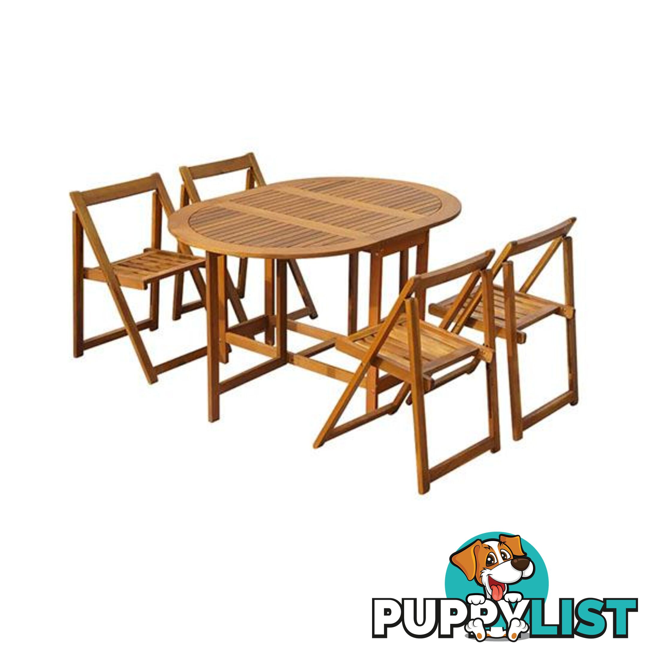 5 Piece Folding Outdoor Dining Set Solid Acacia Wood - Unbranded - 8718475723103