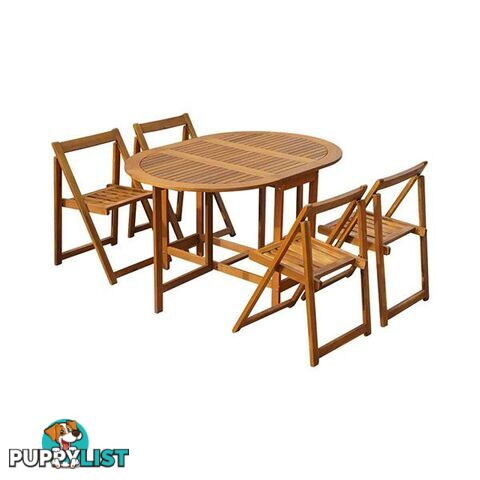 5 Piece Folding Outdoor Dining Set Solid Acacia Wood - Unbranded - 8718475723103