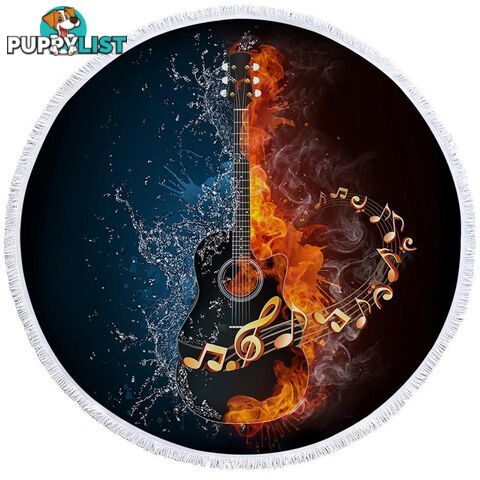 Fire vs Water Guitar Beach Towel - Towel - 7427046313698