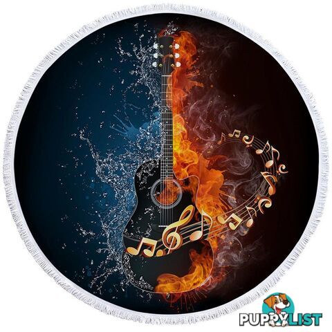 Fire vs Water Guitar Beach Towel - Towel - 7427046313728