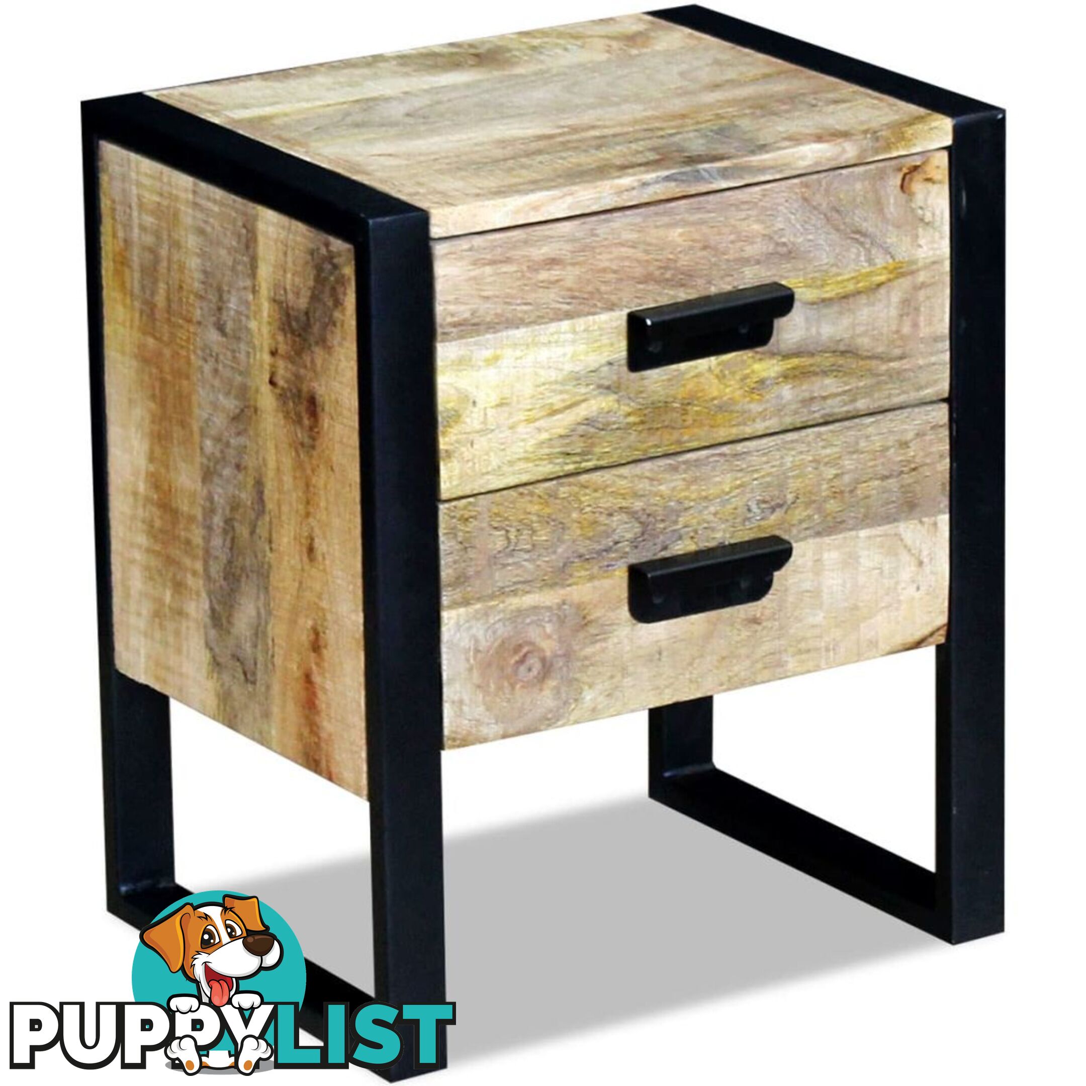 Side Table With 2 Drawers Solid Mango Wood 43 x 33 x 51 Cm - Unbranded - 4326500436771