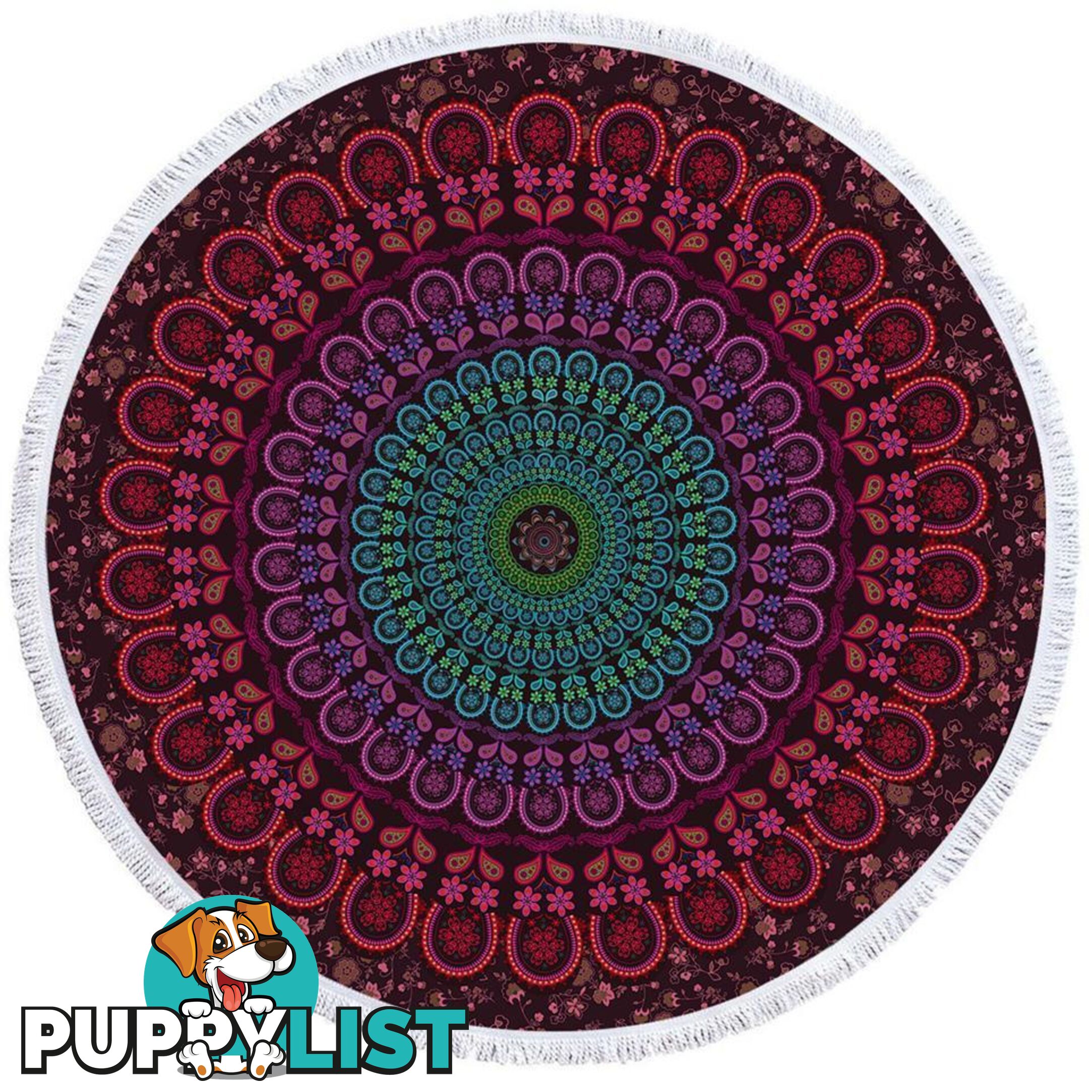 Turquoise Purplish Mandala Beach Towel - Towel - 7427046326056