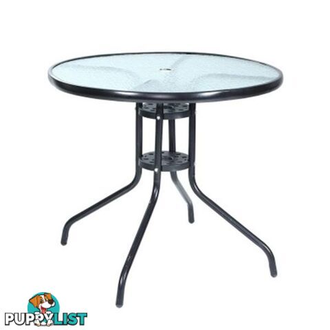 Outdoor Dining Table Bar Setting Steel Glass 70 Cm - Gardeon - 7427046183093