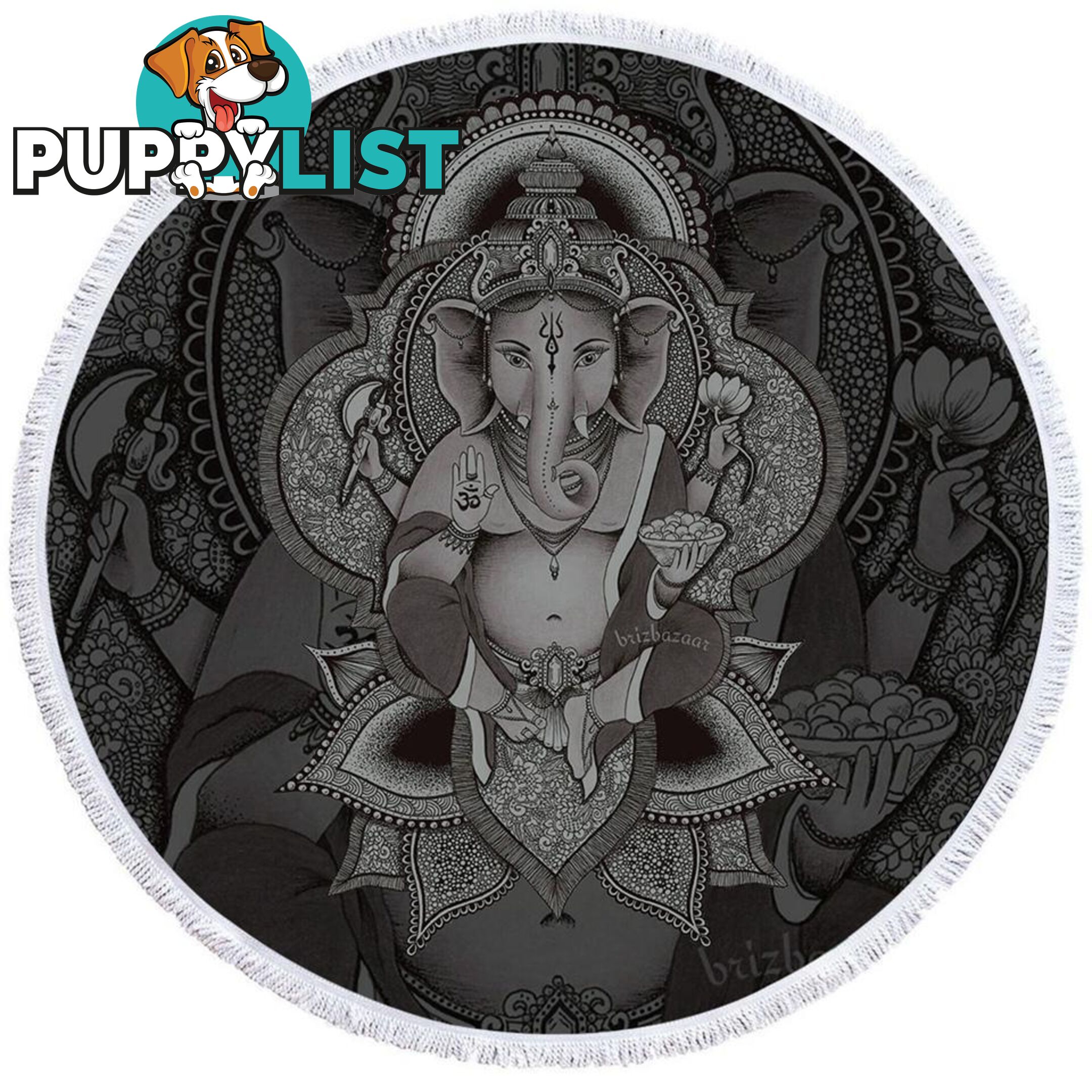 Grey Ganesh Beach Towel - Towel - 7427046325127