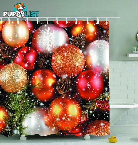 Shiny Gold Christmas Balls Shower Curtain - Curtain - 7427045988507