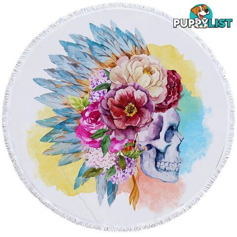 Pastel Color Floral Chief Skull Beach Towel - Towel - 7427046328678