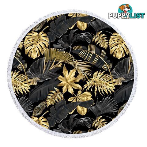 Golden Tropical Leaves Beach Towel - Towel - 7427046342025