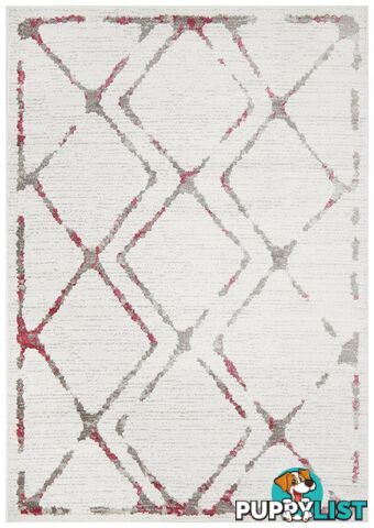 Kendall Contemporary Diamond White Pink Grey Rug - Unbranded - 9375321849319