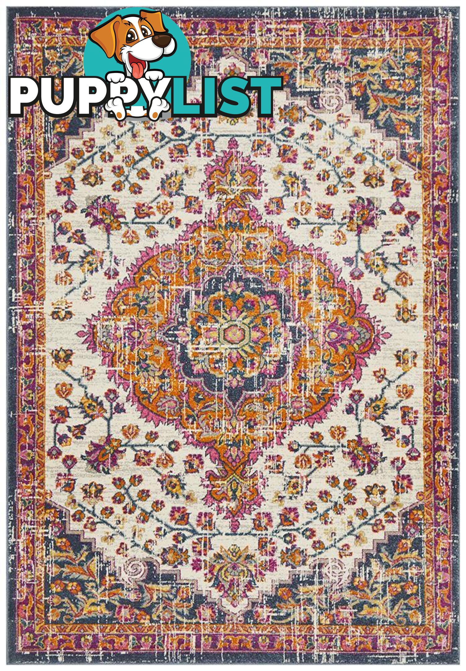 Babylon White Floral Rug - Unbranded - 9375321874939