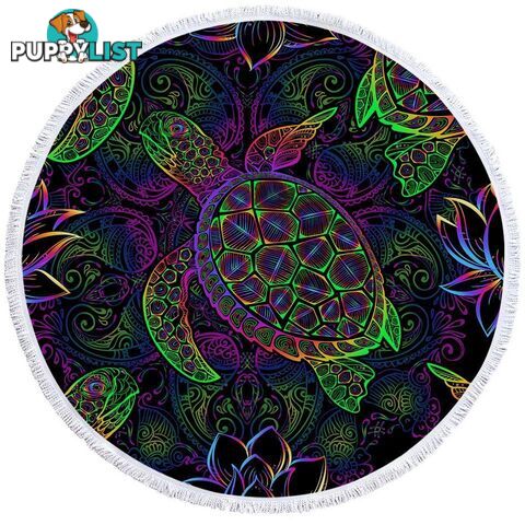 Colorful Oriental Turtle Beach Towel - Towel - 7427046310093