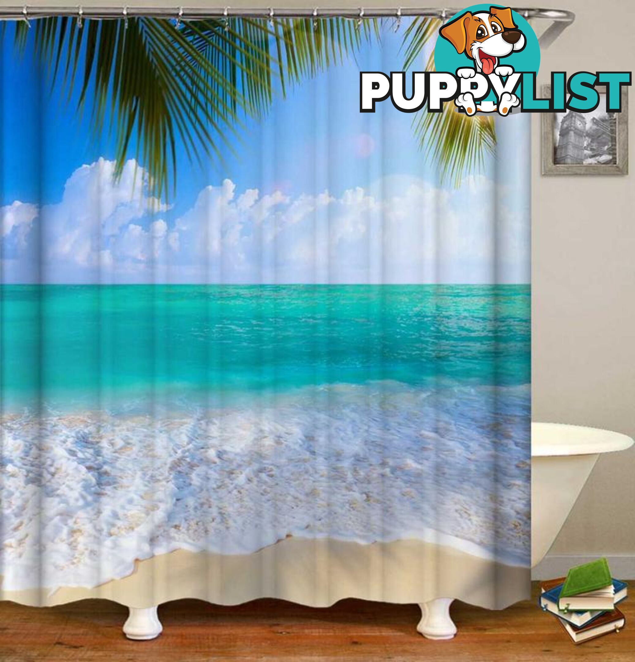 Peacefully Turquoise Beach Shower Curtain - Curtain - 7427046071000