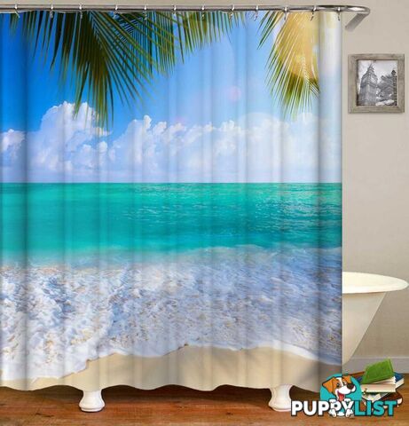 Peacefully Turquoise Beach Shower Curtain - Curtain - 7427046071000